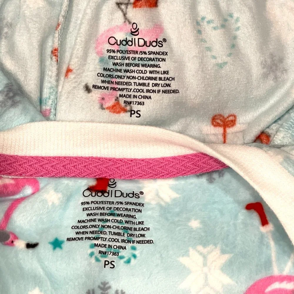 Cuddl Duds Light Blue Holiday Print V-Neck Pajama Set